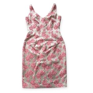 Vintage Marie St. Claire Pink And Gold Floral Brocade Formal Dress – Size 8